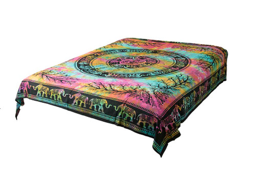 Hippie Tie-Dye Elephant  Mandala Tapestry Bohemian Wall Hanging Throw Dorm