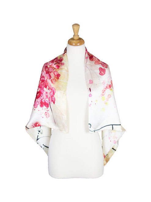 AamiraA Floral Water Mulberry Satin Silk Spring Women Square Scarf