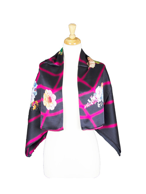 AamiraA Spider Net Mulberry Satin Silk Stole Women Square Scarf