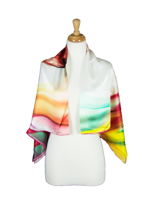 AamiraA Poppy Flowers Mulberry Satin Silk Stole Women Square Scarf