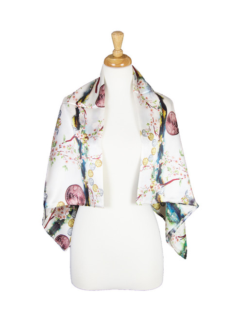 AamiraA Coins Mulberry Satin Silk Stole Women Square Scarf