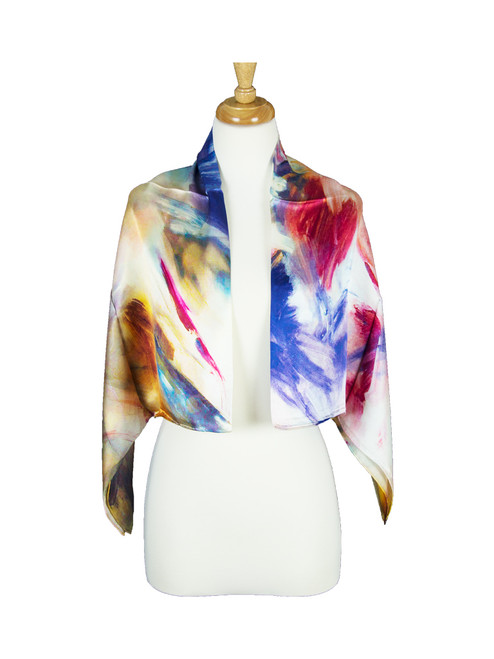 AamiraA Abstract Mulberry Satin Silk Stole Women Square Scarf