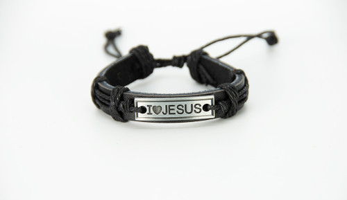 AamiraA hristian Religious Cross Plate Jesus Genuine Leather Unisex Bracelet