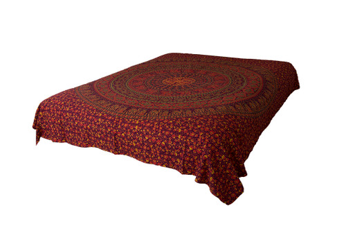 Queen Maroon Mandala Tapestry Bohemian Wall Hanging Throw Dorm Decor
