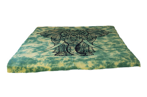 Tie-Dye Green Elephant Mandala Tapestry Bohemian Wall Hanging Throw Dorm Decor