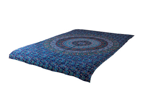 Navy Blue Mandala Tapestry Bohemian Wall Hanging Throw Dorm Decor
