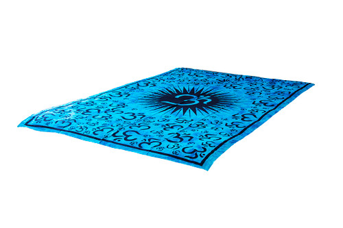 Blue Om Mandala Tapestry Bohemian Wall Hanging Throw Dorm Decor