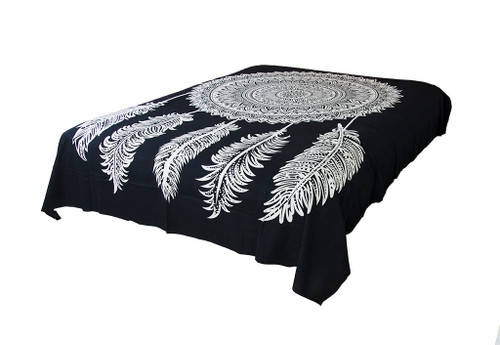 Black Dream Catcher Mandala Tapestry Bohemian Wall Hanging Throw Dorm Decor