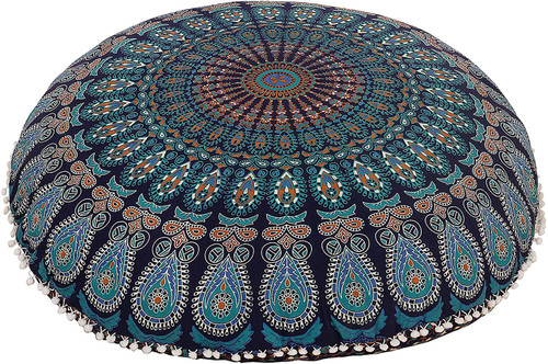 Green Brown Mandala Pillow Ottoman Poufs Cushion Covers