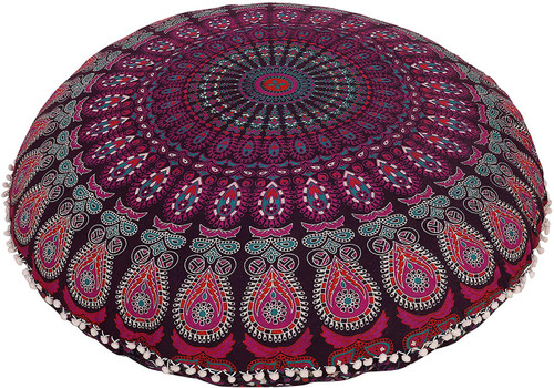 Pink Green Mandala Pillow Ottoman Poufs Cushion Covers