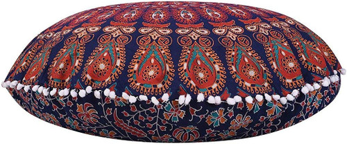 Orange Green Mandala Pillow Ottoman Poufs Cushion Covers