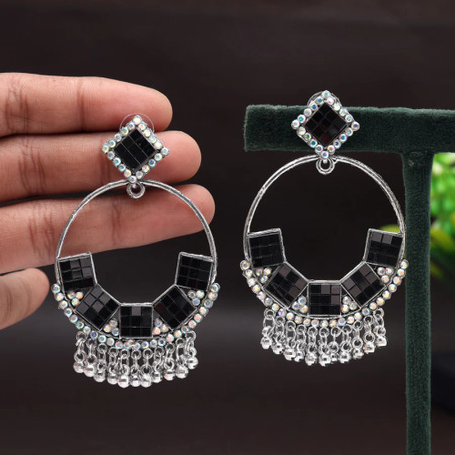 Black Color Oxidised Earrings