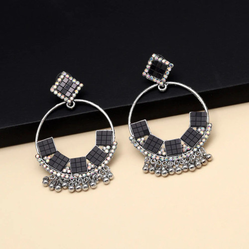 Black Color Oxidised Earrings
