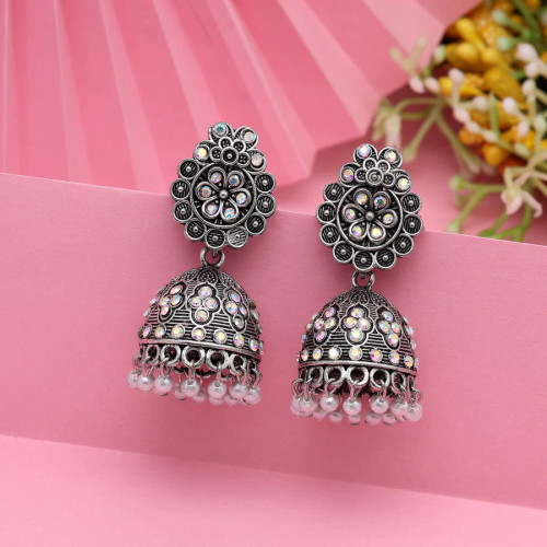 Silver Dome Oxidised Earrings