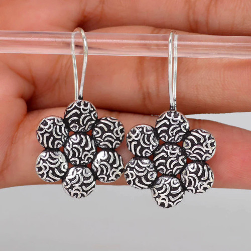 Flower Shape Handmade Indian Traditional Oxidised Stud Earrings