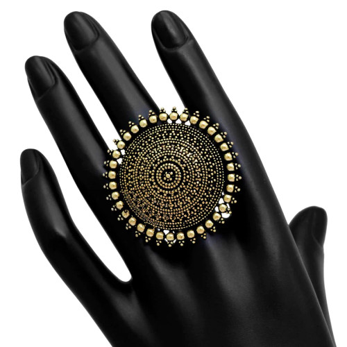 Gold Color Oxidised Ring