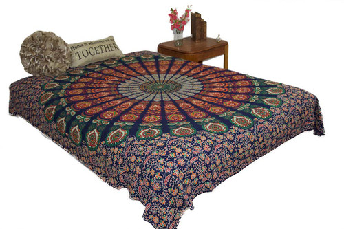 Hippie Emerald Mandala Tapestry Bohemian Wall Hanging Throw Dorm Decor