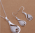 925 Sterling Silver Waterdrop Rhinestone Women Brass Set 