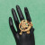 Elephant Rani & Green Color Matte Gold Finger Ring