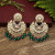 Dark Green Color Kundan Meena Chand Bali Style Earrings