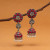 Round Rani Color Hanging Oxidised Earrings