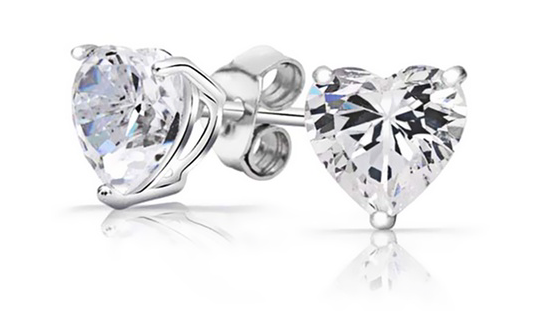 925 Sterling Silver 2 CTW Swarovski Heart Earrings