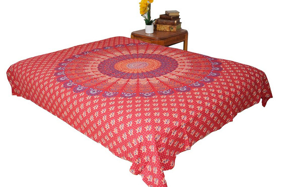 Hippie Red Mandala Tapestry Bohemian Wall Hanging Throw Dorm Decor