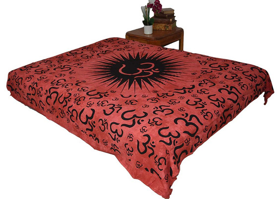 Hippie Red Om Mandala Tapestry Bohemian Wall Hanging Throw Dorm Decor