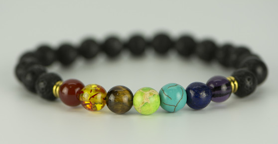 Rainbow Lava Chakra Healing Balance Beads Reiki Prayer Unisex Bracelet