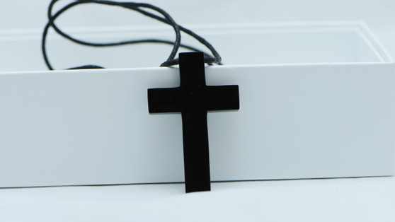 Stainless Steel Black Vintage Cross Pendant Unisex Necklace Chain Cord