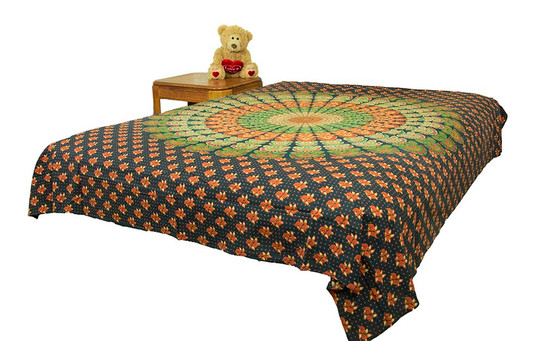 Hippie Orange Black Mandala Tapestry Bohemian Wall Hanging Throw Dorm Decor