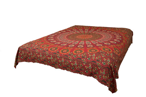Hippie Orange Red Mandala Tapestry Bohemian Wall Hangng Throw Dorm Decor