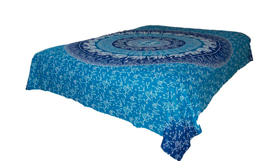 Hippie Dark Blue White Mandala Tapestry Bohemian Wall Hanging Throw Dorm Decor