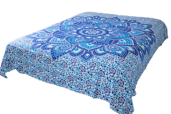 Hippie Blue Lotus Mandala Tapestry Bohemian Wall Hanging Throw Dorm Decor