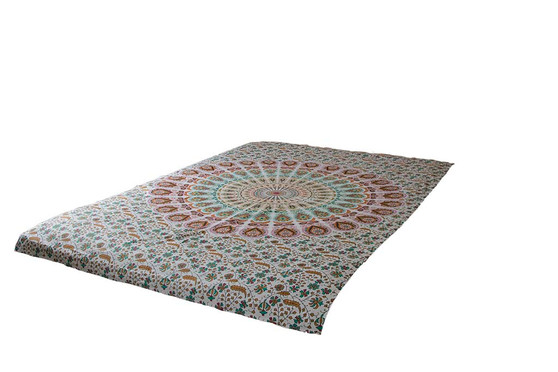 White Psychedelic Mandala Tapestry Bohemian Wall Hanging Throw Dorm Decor