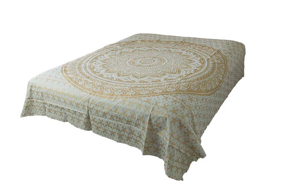 Hippie White Golden Ombre Mandala Tapestry Bohemian Wall Hanging Throw Dorm