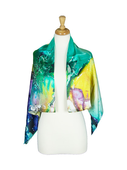 AamiraA Water Color Mulberry Satin Silk Stole Women Square Scarf