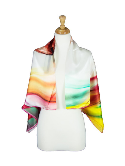 AamiraA Poppy Flowers Mulberry Satin Silk Stole Women Square Scarf