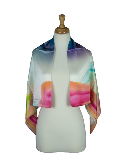 AamiraA Pastel Water Mulberry Satin Silk Stole Women Square Scarf