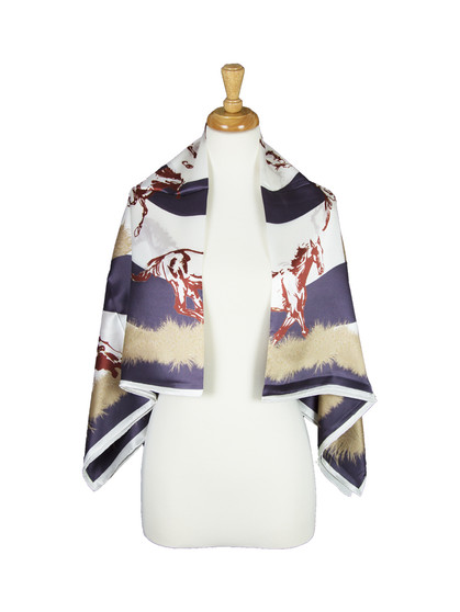 AamiraA Wild Horse Mulberry Satin Silk Stole Women Square Scarf