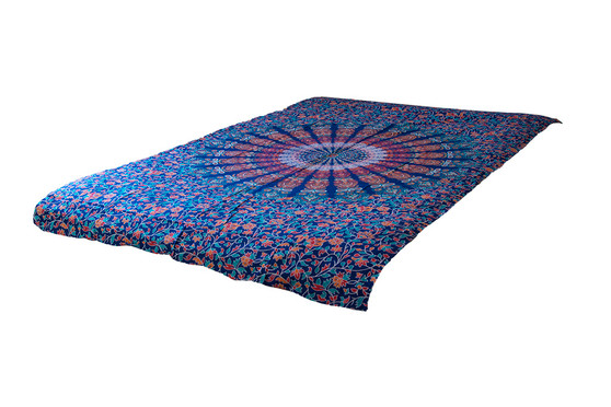Blue Psychedelic Tapestry Mandala  Bohemian Wall Hanging Throw Dorm Decor