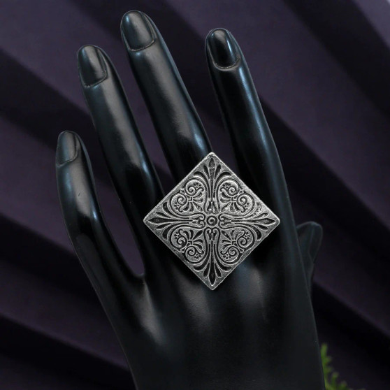 Silver Color Oxidised Ring