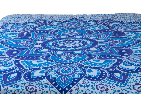 Hippie Blue Lotus Mandala Tapestry Bohemian Wall Hanging Throw Dorm Decor