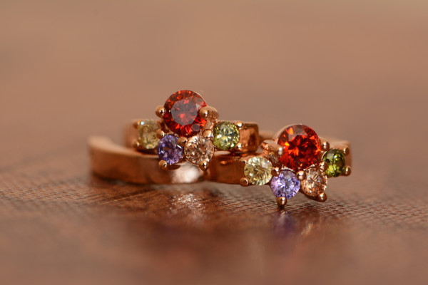 18K Gold Round Zircon AAA Designer Brass Earrings