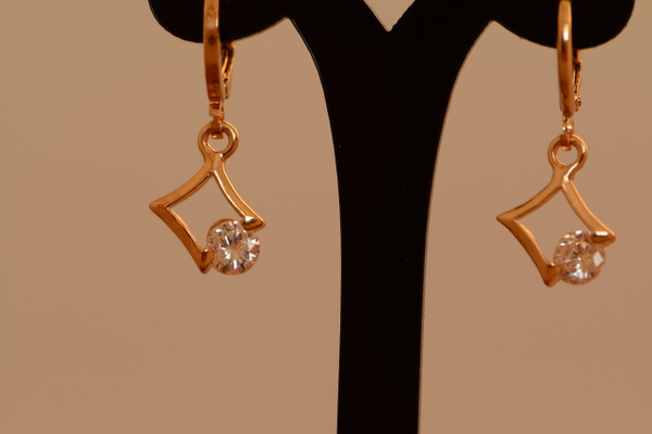 18K Gold Dia Zircon AAA Designer Dangle Brass Earrings