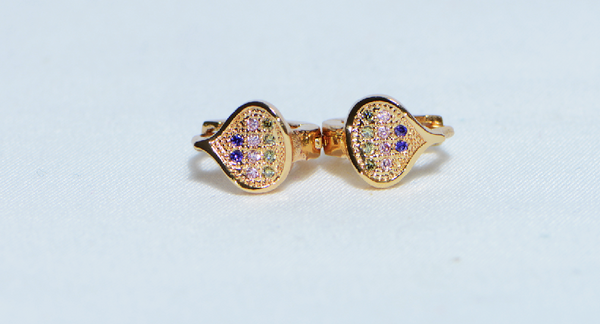 18K Gold Spades Zircon AAA Designer Brass Earrings