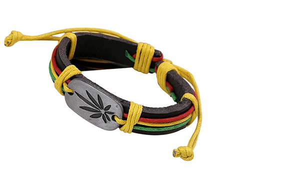 Fashion Maple Leaf Decor Braid Faux Leather Strap Unisex Bracelet