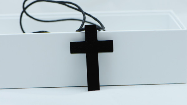 Stainless Steel Black Vintage Cross Pendant Unisex Necklace Chain Cord