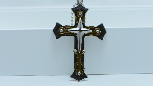 Stainless Steel Titanium Cross Pendant Ball Unisex Necklace Chain