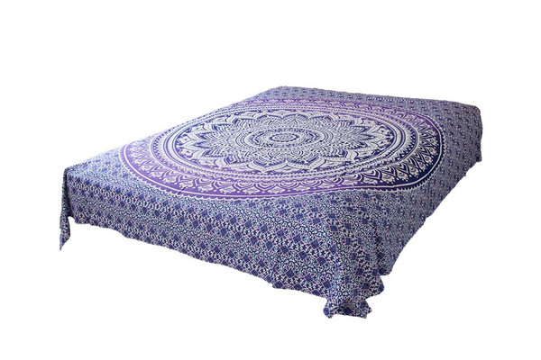 Purple White Ombre Mandala Tapestry Bohemian Wall Hanging Throw Dorm Decor